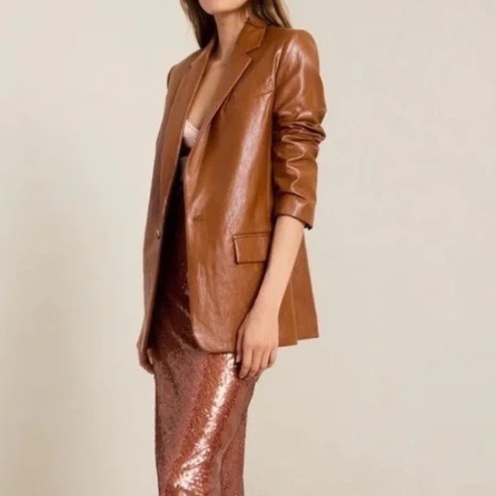 A.L.C- Dakota Cognac Leather Blazer Jacket Size 10